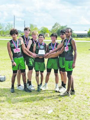 Courtesy Photo/Kerens ISD Kerens High School sends its boys' and girls' cross country to the Regional meet Oct. 26 in Huntsville after the boys won second place as a team and the girls finished third, both occuring Oct. 14 at the District 19-2A meet in Cross Roads. For the girls, Kate Kent won seventh place while Cate Quinn took ninth. Boys Angel Llamas finished sixth while Diego Torres was seventh.