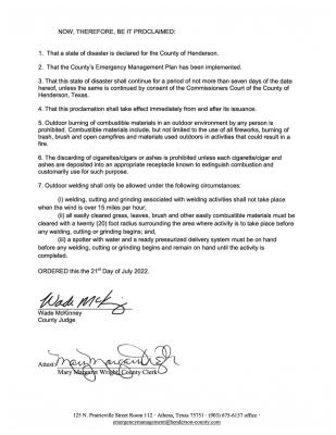 Henderson County signs Local State of Disaster